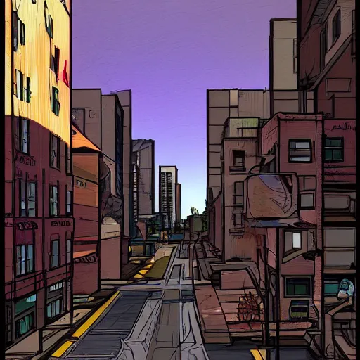 Image similar to stark street in portland oregon, cyberpunk, digital painting