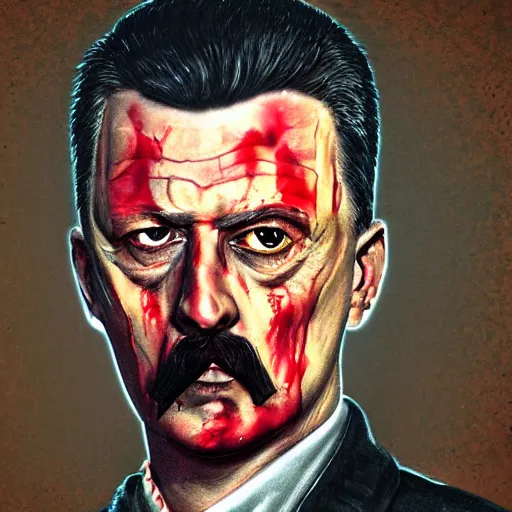 Prompt: igor ivanovich strelkov became bloody ugly worm, photo - realistic, color image, 2 k, highly detailed, bodyhorror, occult art