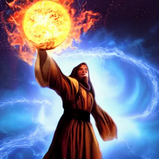 Prompt: wizard throwing an orb of fire