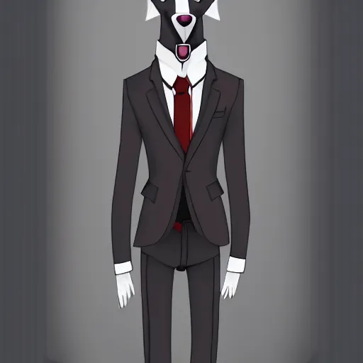 Prompt: a sexy anthropomorphic wolf fursona boyfriend in a dapper suit, digital art, furry art, deviantart, 4k