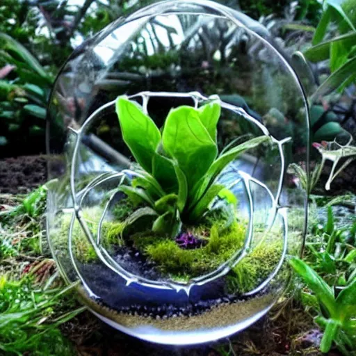 Prompt: photo d’un terrarium fait pour des extraterrestres