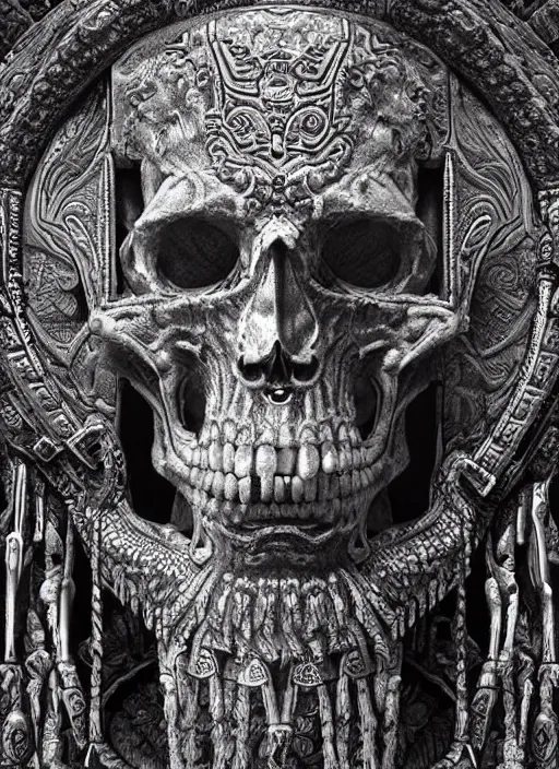 Image similar to digital _ painting _ of _ cizkin god of death mayan _ by _ filipe _ pagliuso _ and _ justin _ gerard _ symmetric _ fantasy _ highly _ detailed _ realistic _ intricate _ port