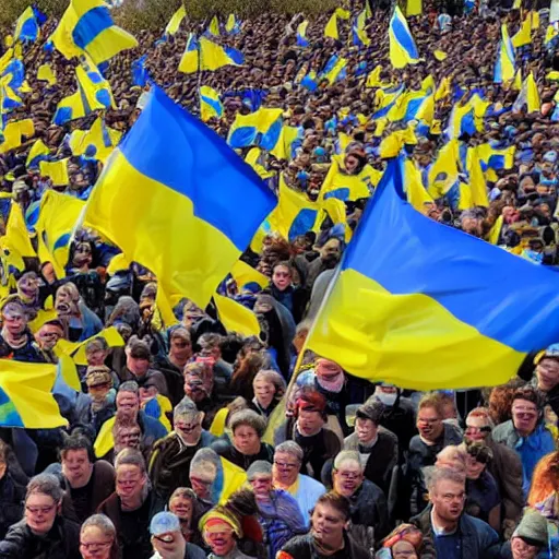 Prompt: an abstract image of a rally for ukraine