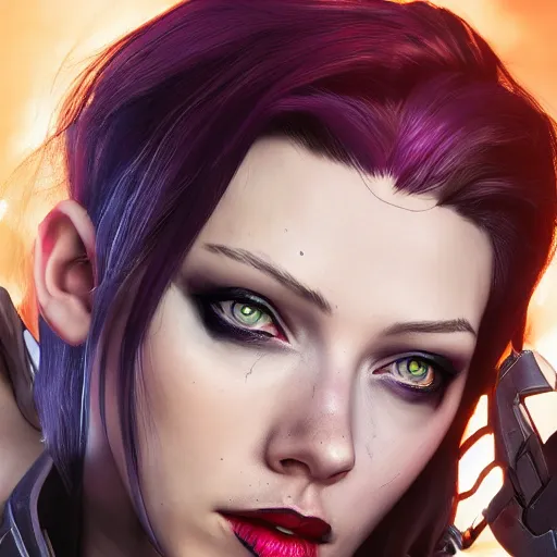 Image similar to scarlet johanson as widowmaker from overwatch, realistic, 4 k, coherent