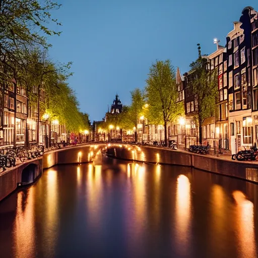 Image similar to a beautiful photo of Amsterdam, award winning, very detailed, cinematic atmospheric masterpiece