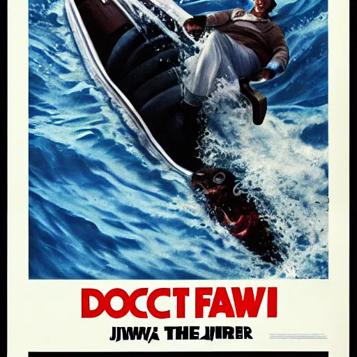 Image similar to doctor fauci on the jaws movie poster 1 9 7 5