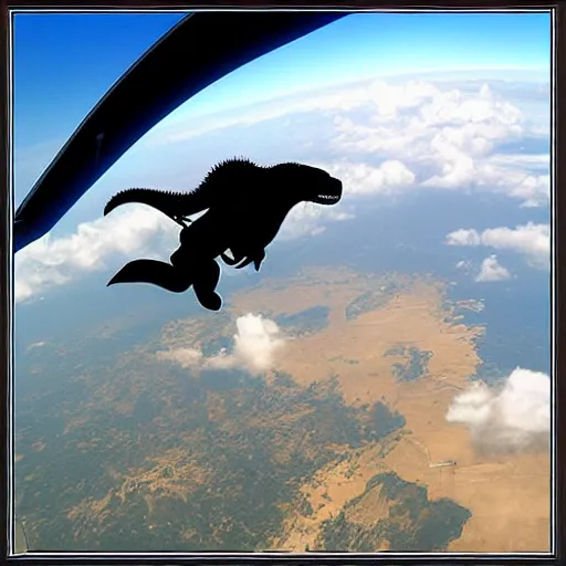 Image similar to corpulent t - rex skydiving