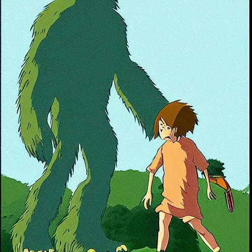 Prompt: bigfoot in studio ghibli