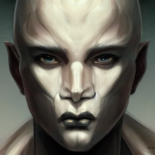 Image similar to beautiful aesthetic portrait commission of an albino male furry anthro looking in the mirror, detailed face , hyperdetailed, dark atmosphere. Character design by charlie bowater, ross tran, artgerm, and makoto shinkai, detailed, inked, western comic book art, 2022 award winning painting