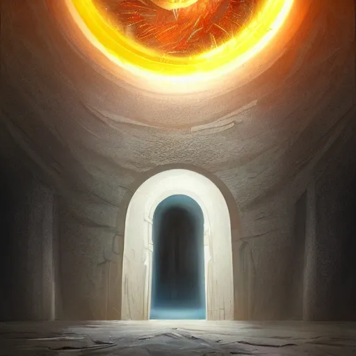 Prompt: doorway into the center of the earth, epic, digital art, trending on artstation