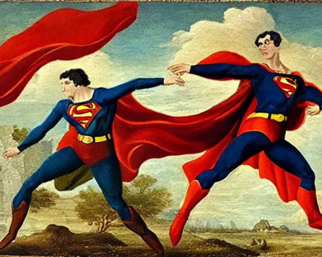 Image similar to a 1 6 0 0 s painting of superman