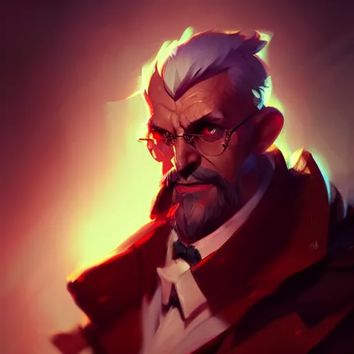 Image similar to concept art of league of legends character gentleman from hell, greg rutkowski, trending on artstation, highly detailed, photorealisitc, ambient lighting, anato finnstark