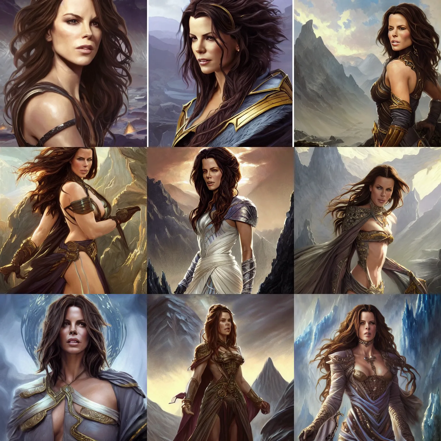 Prompt: kate beckinsale as teferi, in the style of magic the gathering, glacier landscape, d & d, fantasy, intricate, elegant, highly detailed, digital painting, artstation, concept art, matte, sharp focus, illustration, art by artgerm and greg rutkowski and alphonse mucha