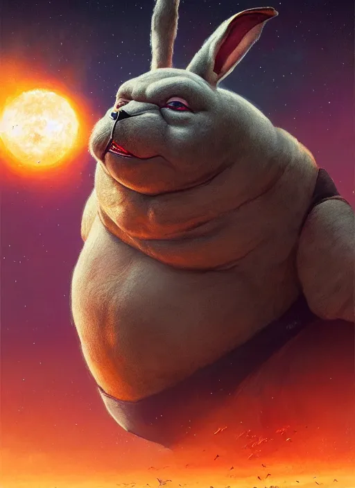 Prompt: hyper realistic, zoomed out portrait of a mega derpy big chungus star wars, stoned, by greg rutkowski, scott m fischer, artgerm, loish, slight glow, atmospheric, anne stokes, alexandros pyromallis