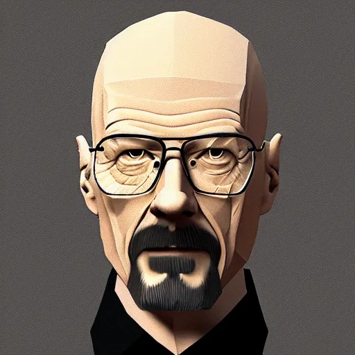 Prompt: low poly model of a Walter White