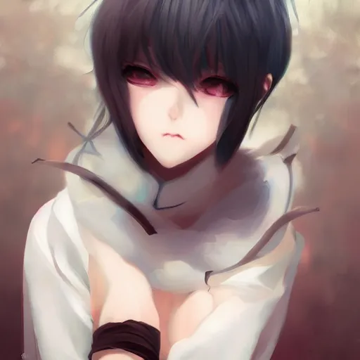 Image similar to beautiful anime girl, attractive features, sharp focus, digital art, art by WLOP