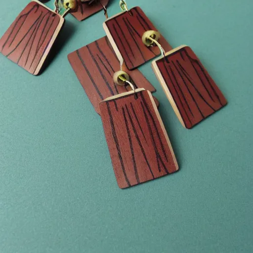 Image similar to lasercut segmented 2d wood earrings, graphic designs from 80's new wave