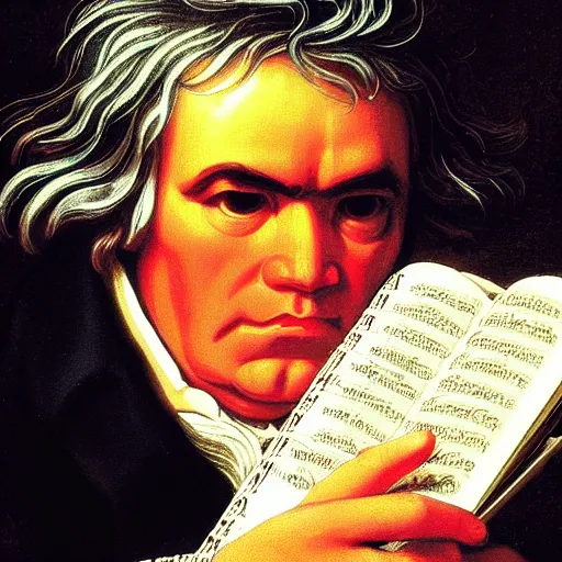 Image similar to beethoven playing an electic guitar