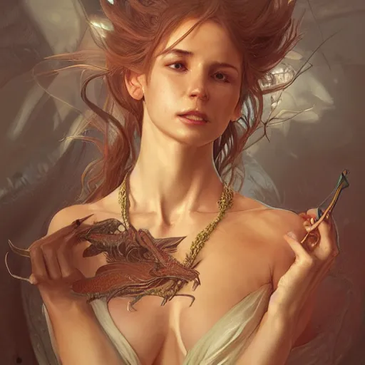 Prompt: Portrait of dragon, upper body, intricate, highly detailed, digital painting, artstation, concept art, smooth, sharp focus, 8k, illustration, art by artgerm and greg rutkowski and alphonse mucha