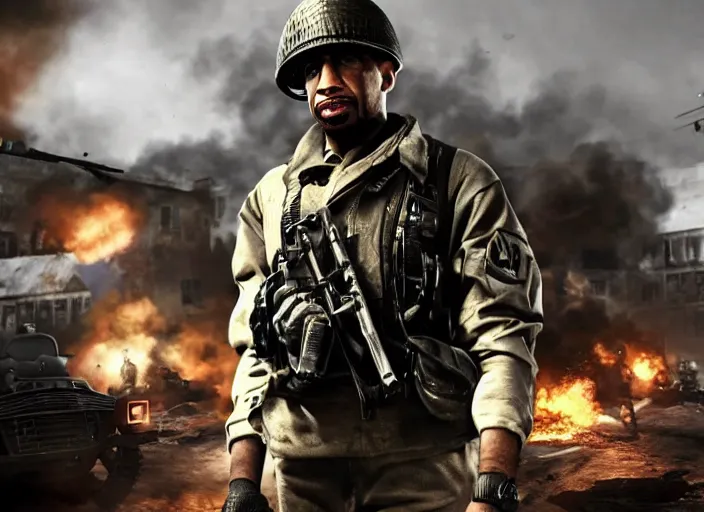 Prompt: stephen a smith in call of duty world at war, ps 4 gameplay