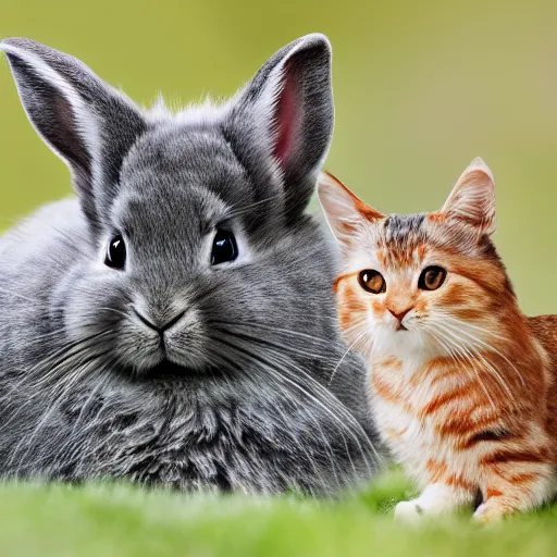 Image similar to Ultrawide photo of a rabbit and cat hybrid, highly detailed, photorealistic, 4k