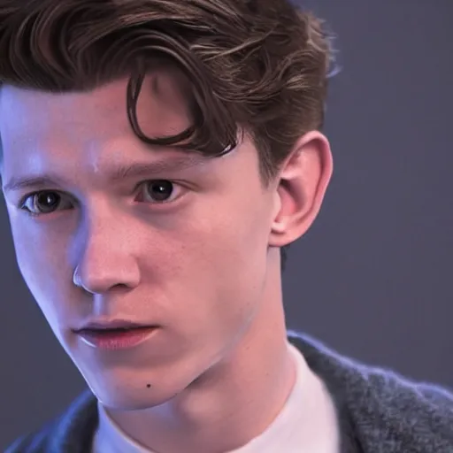 Image similar to tom holland with a beard as the new doctor who, cinematic, volumetric lighting, f 8 aperture, cinematic eastman 5 3 8 4 film, photorealistic