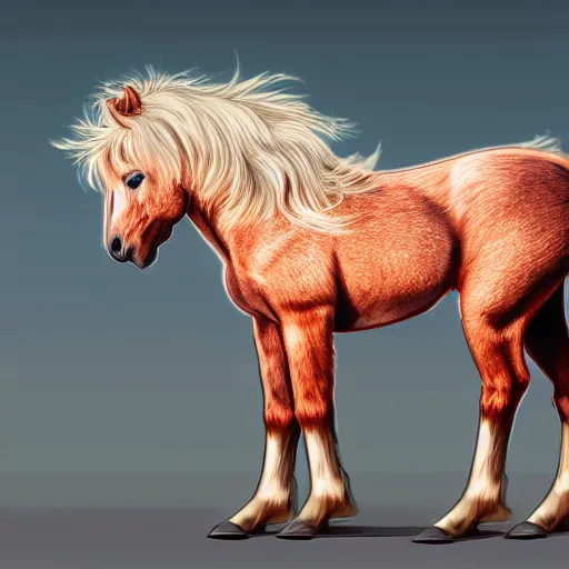 Prompt: short maned digital horse, retrowave palette, highly detailed, anatomically correct equine, synth feel, smooth face, ear floof, flowing mane, no reins, super realism, accurate animal imagery, 4 k digital art