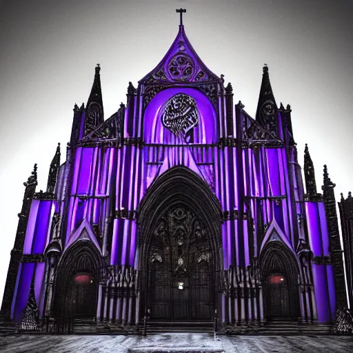 Prompt: painting of a cathedral, black metal album cover, black and purple color scheme, 4 k, trending on artstation