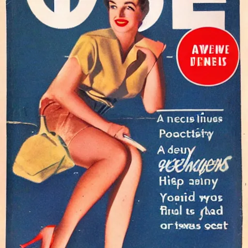 Image similar to a magazine cover style 1 9 5 0 s