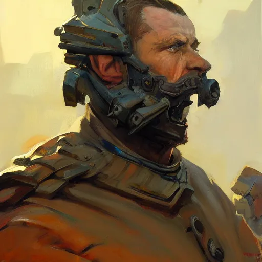 Image similar to greg manchess portrait painting of a soviet russian nuclear supersoldier, medium shot, asymmetrical, profile picture, organic painting, sunny day, matte painting, bold shapes, hard edges, street art, trending on artstation, by huang guangjian, gil elvgren, ruan jia, randy vargas, greg rutkowski