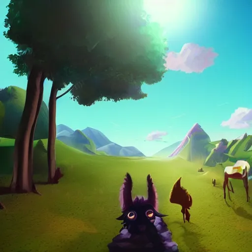 Image similar to teleporting llamas, ruuun! trending on artstation, anotomically correct, perfect lighting, calm scenery