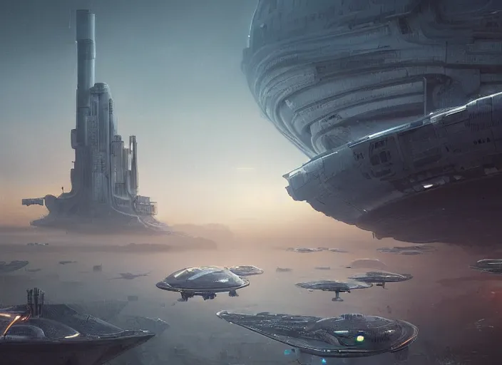 Prompt: cult of technology, exterior, scifi, machines, artificial intelligence, ultra realistic, highly detailed, brain in a vat!!, futuristic landscape, beautiful, industrial, city, utopian architecture, sunset, coruscant, birds eye view, atmosphere, masterpiece, epic lighting, bright, cinematic, art by jan urschel and neil blevins