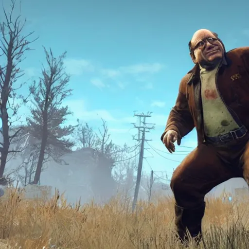 Image similar to in-game screenshot of Danny Devito in Fallout 4 (2015)