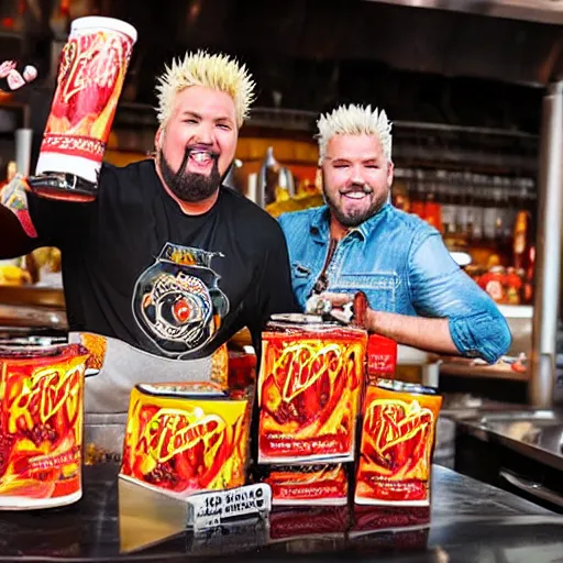 Prompt: Guy Fieri selling fiery Fieros