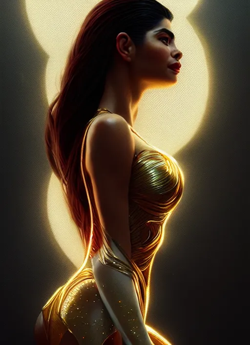 Prompt: portrait of darna anne curtis, intricate, elegant, glowing lights, highly detailed, digital painting, artstation, glamor pose, concept art, smooth, sharp focus, illustration, art by wlop, mars ravelo and greg rutkowski