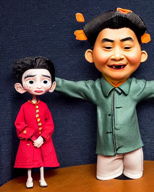 Image similar to xi jinping as a highly detailed stop motion puppet, in the style of laika studios ’ s paranorman, coraline, kubo and the two strings