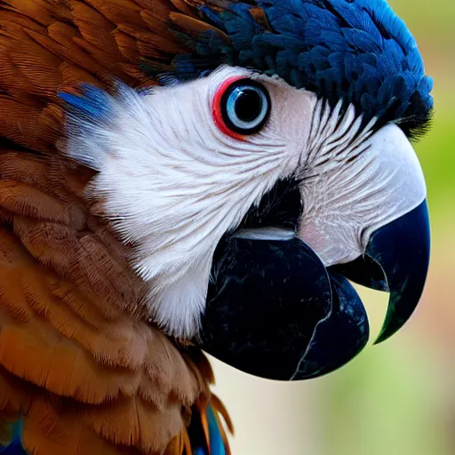 Image similar to close up of a side view face of a harpy eagle macaw