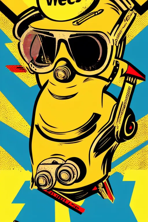 Image similar to fallout 7 6 retro futurist illustration art by butcher billy, sticker, colorful, illustration, highly detailed, simple, smooth and clean vector curves, no jagged lines, vector art, smooth andy warhol style