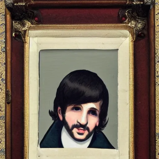 Image similar to regency era painting of a young ringo starr in the style of henry pierce bone