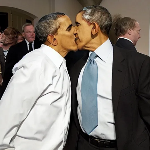 Image similar to Walter White kissing Obama