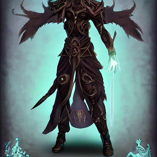 Image similar to xithrel the aetherborn hex blade warlock, full body, fantasy