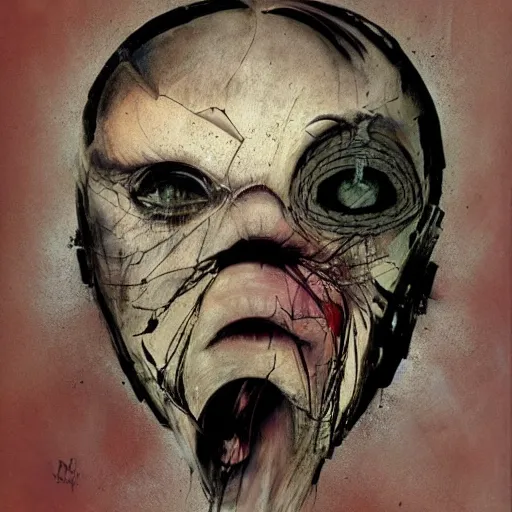 Image similar to a rotted face by Dave McKean