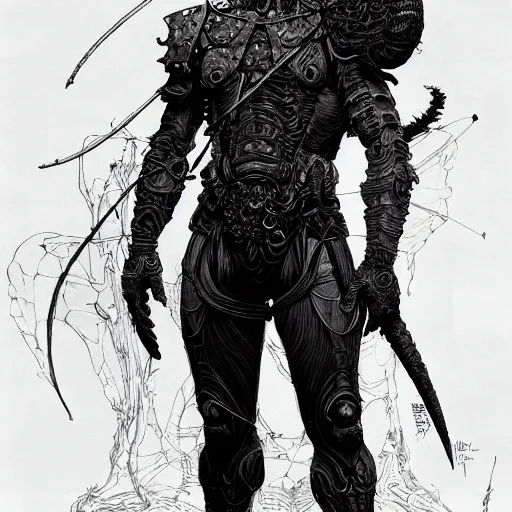 Prompt: Full body portrait of a male dnd centaur, intricate line drawings, by John Harris, Emil Melmoth, Craig Mullins, yoji shinkawa , artstation, Marc Simonetti, Ian McQue, Kentaro Miura, hyper detailed, cinematic.