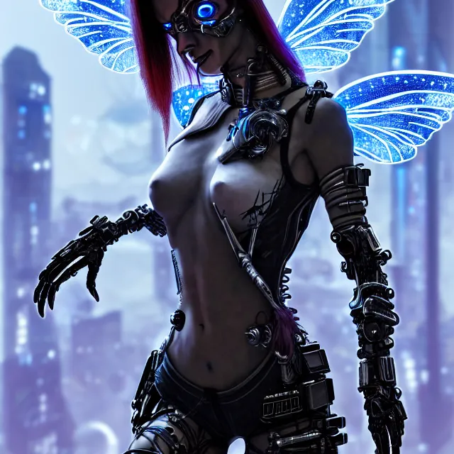 Image similar to cyberpunk fairy warrior, highly detailed, 8 k, hdr,, clayton crain