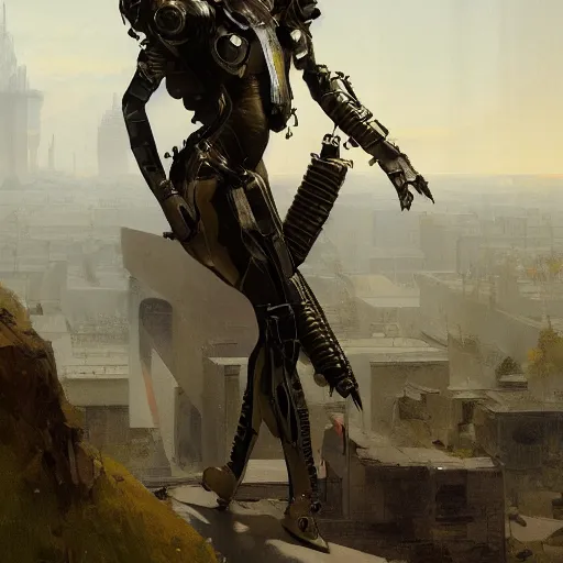 Image similar to splendid tall ingres slavian comtessa cyborg, greg rutkowski