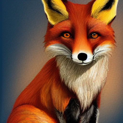 Image similar to A fox wearing a t-shirt and jeans, digital art