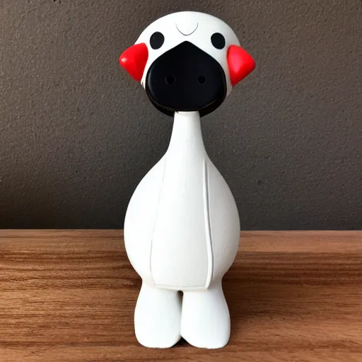 Image similar to Anthro goose in a white tuxedo, vinyl toy figurine