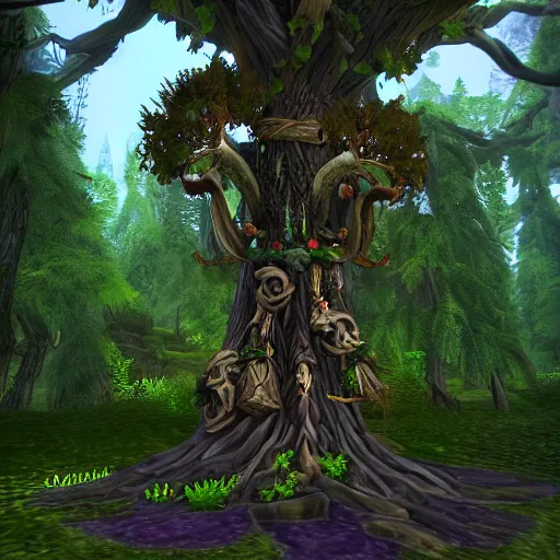 Image similar to Druid in tree form from world of Warcraft. Unreal engine. HDR
