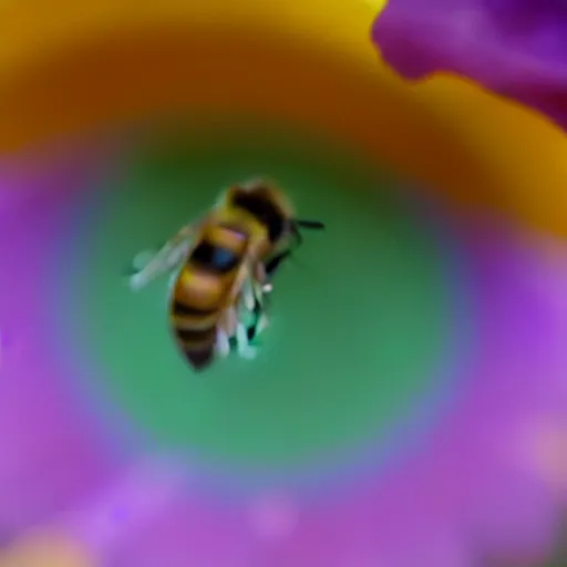 Image similar to photo of a honeybee that looks like a rainbow unicorn