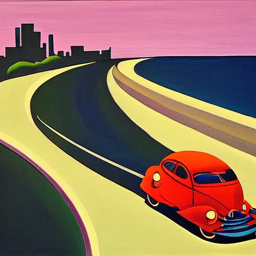 Image similar to a painting in the style of streamline moderne.